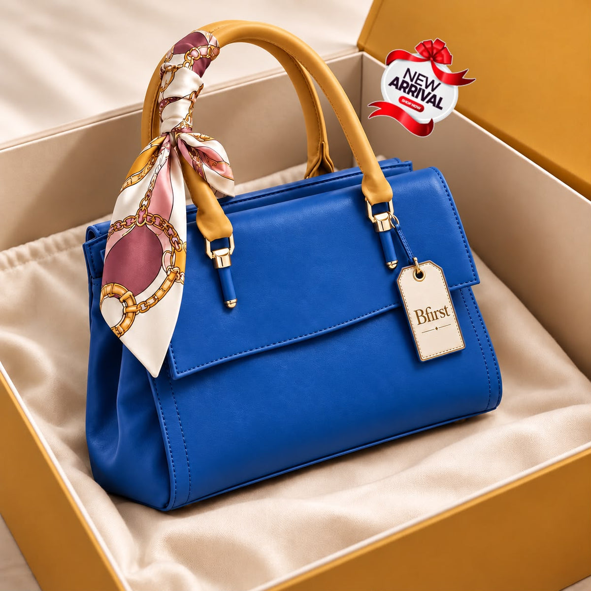 Rose Pink Party Satchel Handbag with Scarf Handle