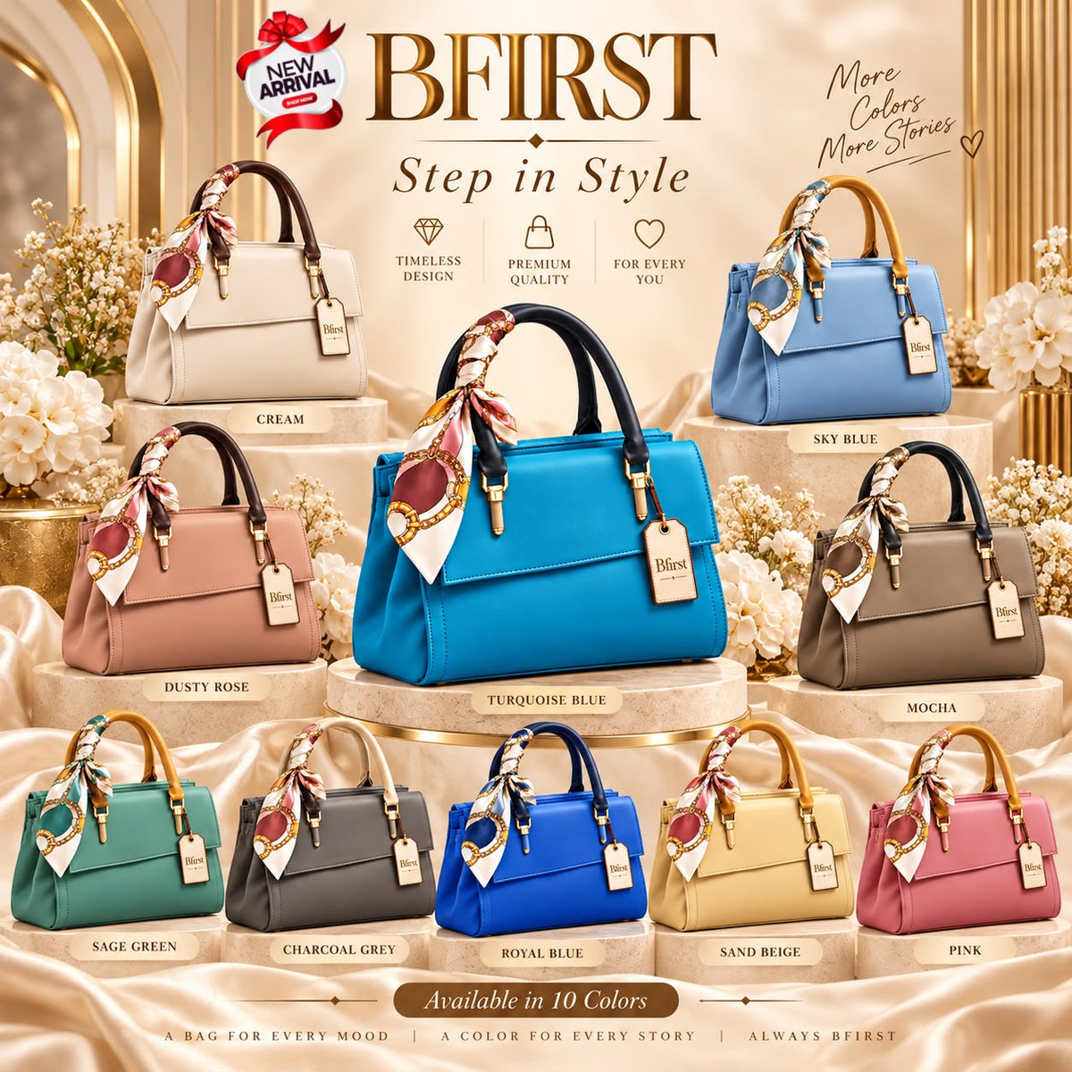 Rose Pink Party Satchel Handbag with Scarf Handle