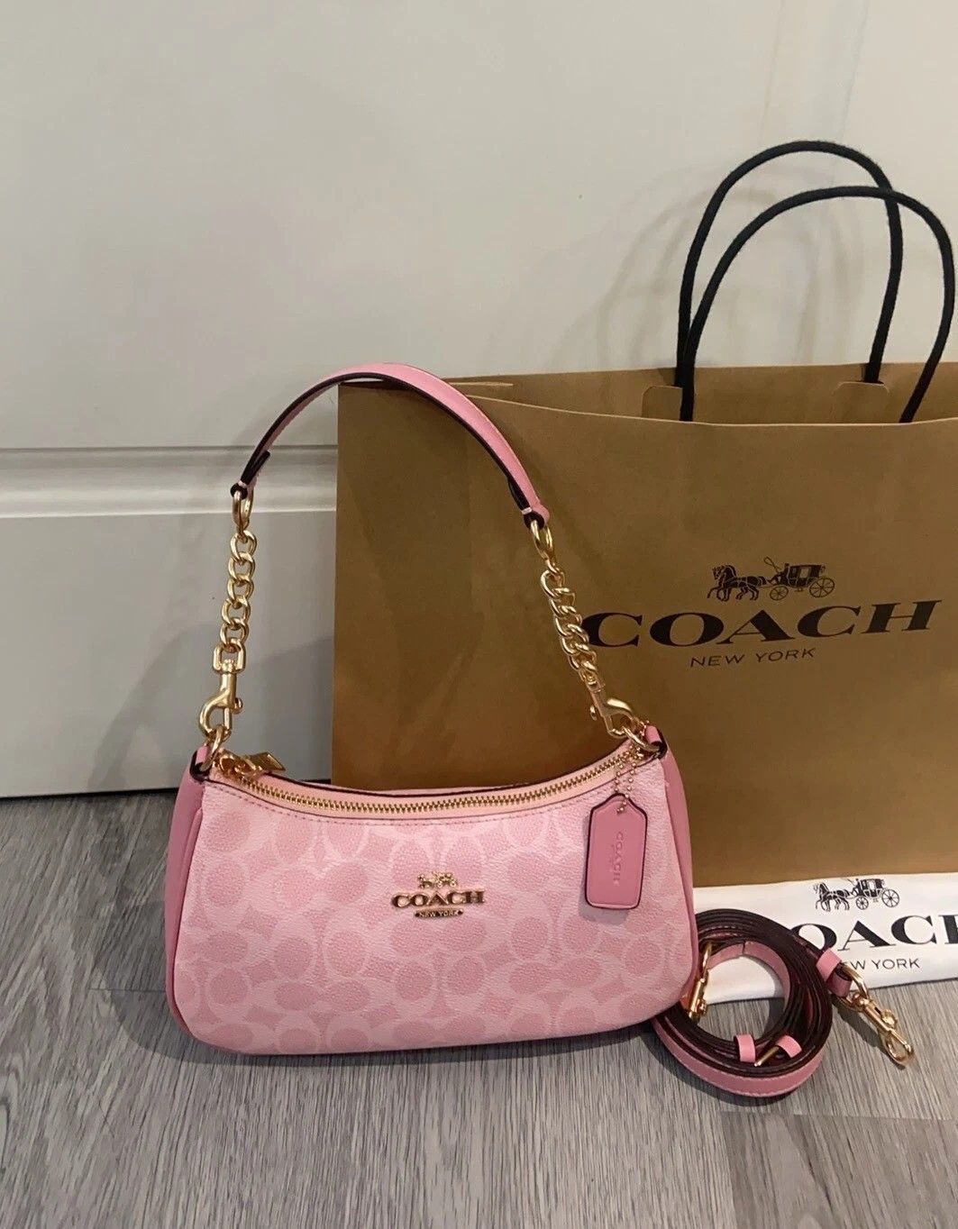 Coach Pink Signature Shoulder Bag