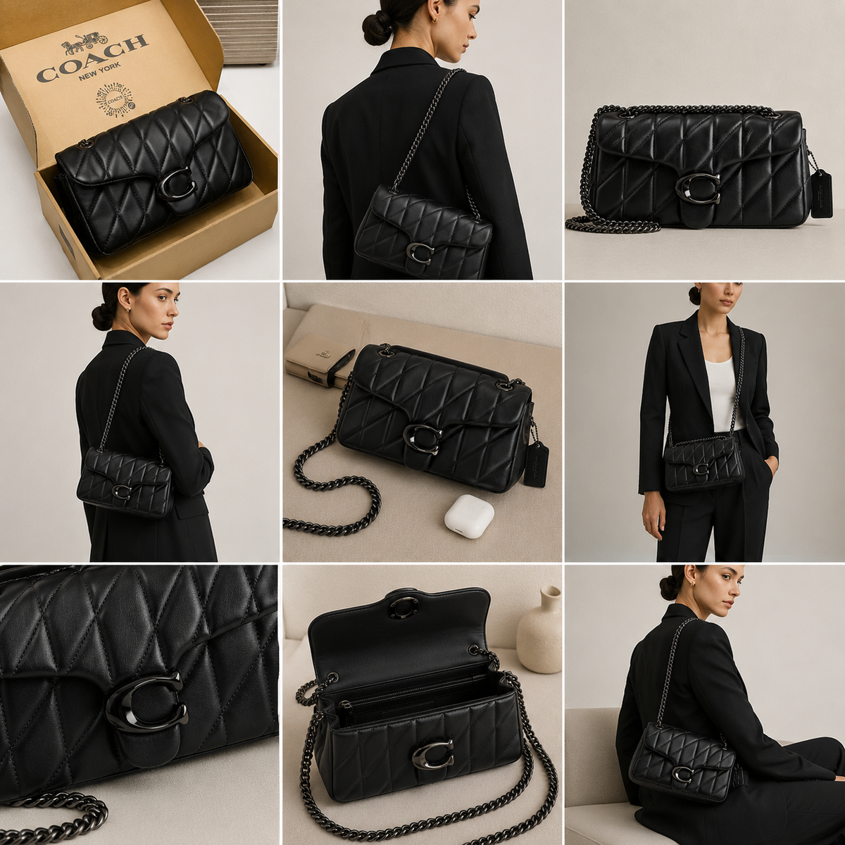 Coach Tabby Quilted Shoulder Bag Black | Glamora