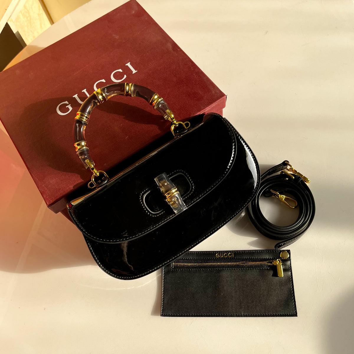GUCCI Bamboo 1947 Leather Handbag