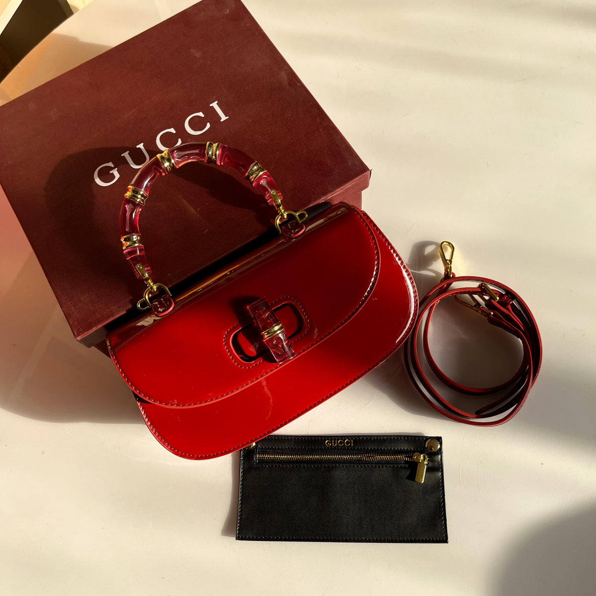 GUCCI Bamboo 1947 Leather Handbag