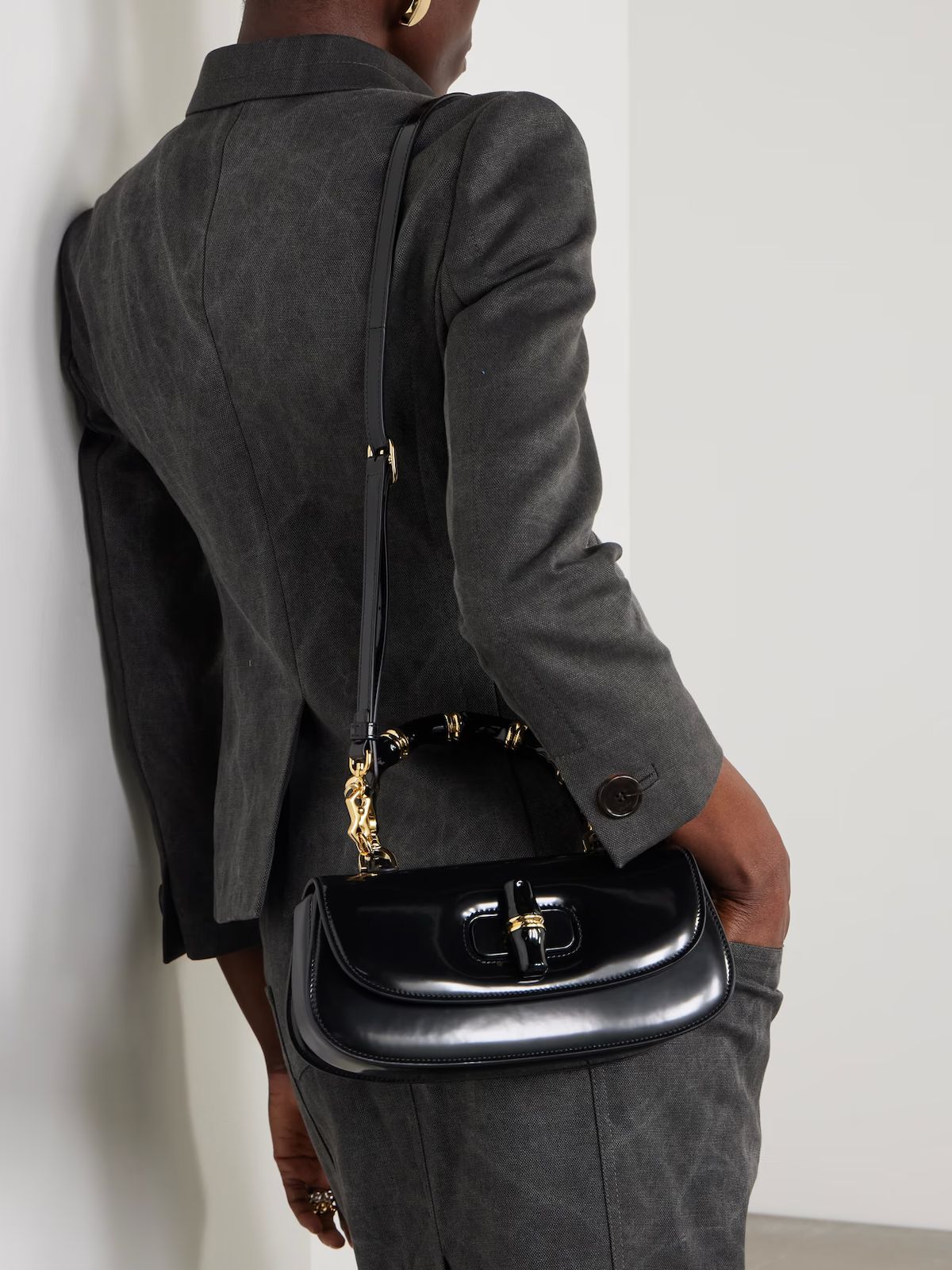 GUCCI Bamboo 1947 Leather Handbag