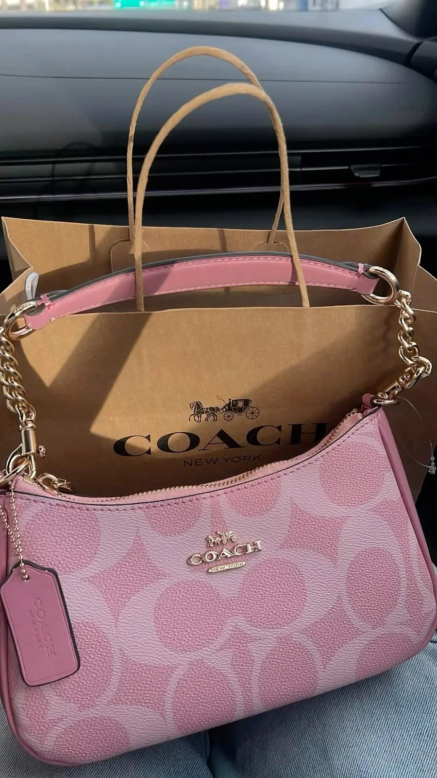 Coach Pink Signature Shoulder Bag