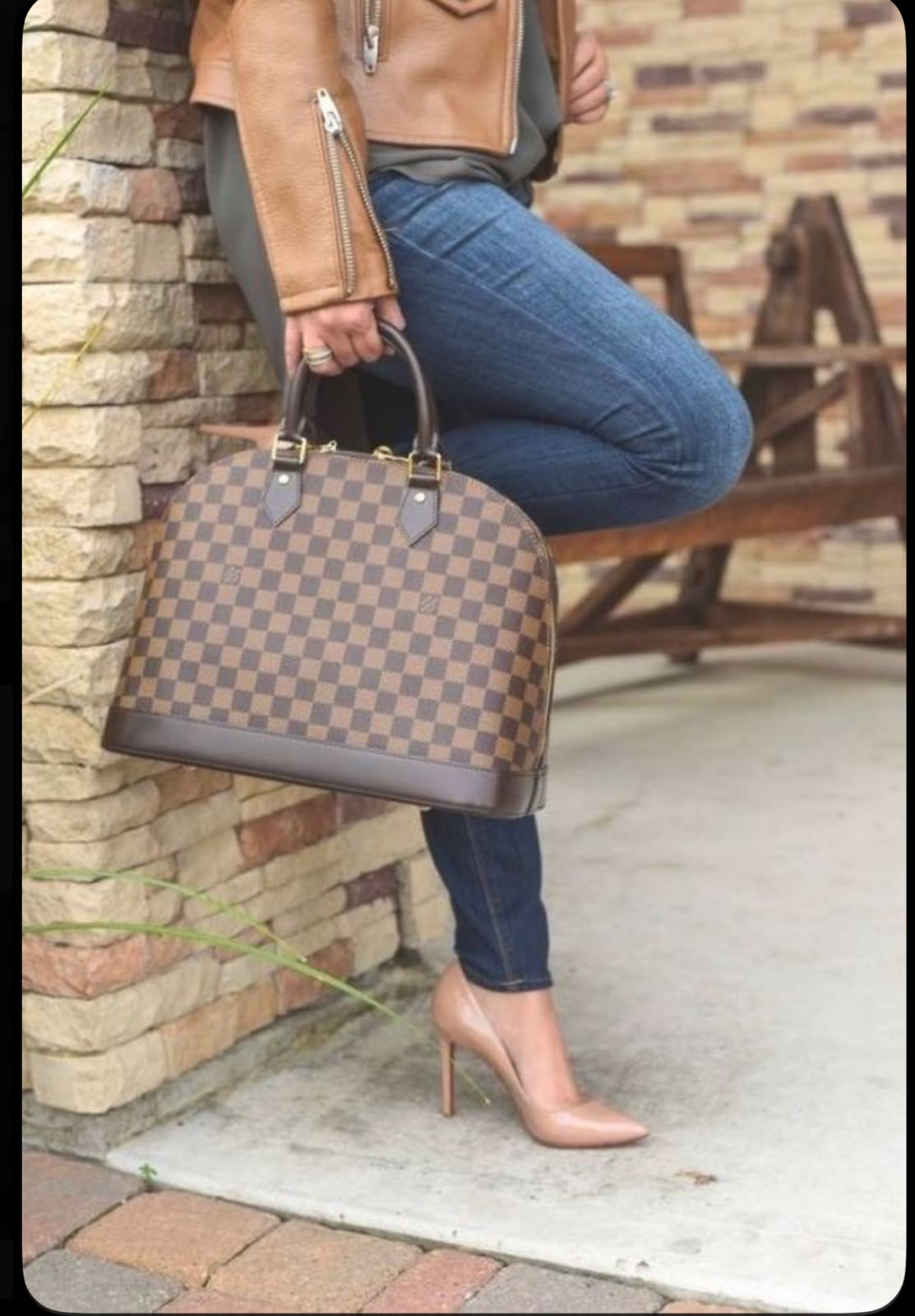 Louis Vuitton Damier Checkered Handbag with Long Strap