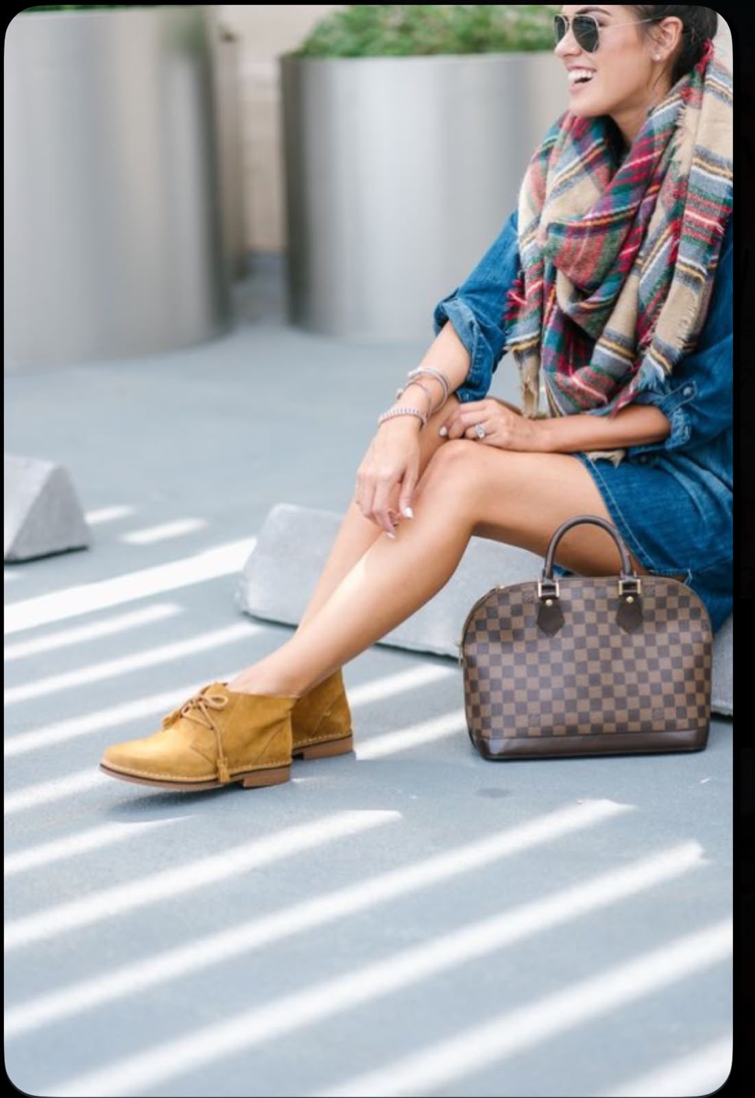 Louis Vuitton Damier Checkered Handbag with Long Strap