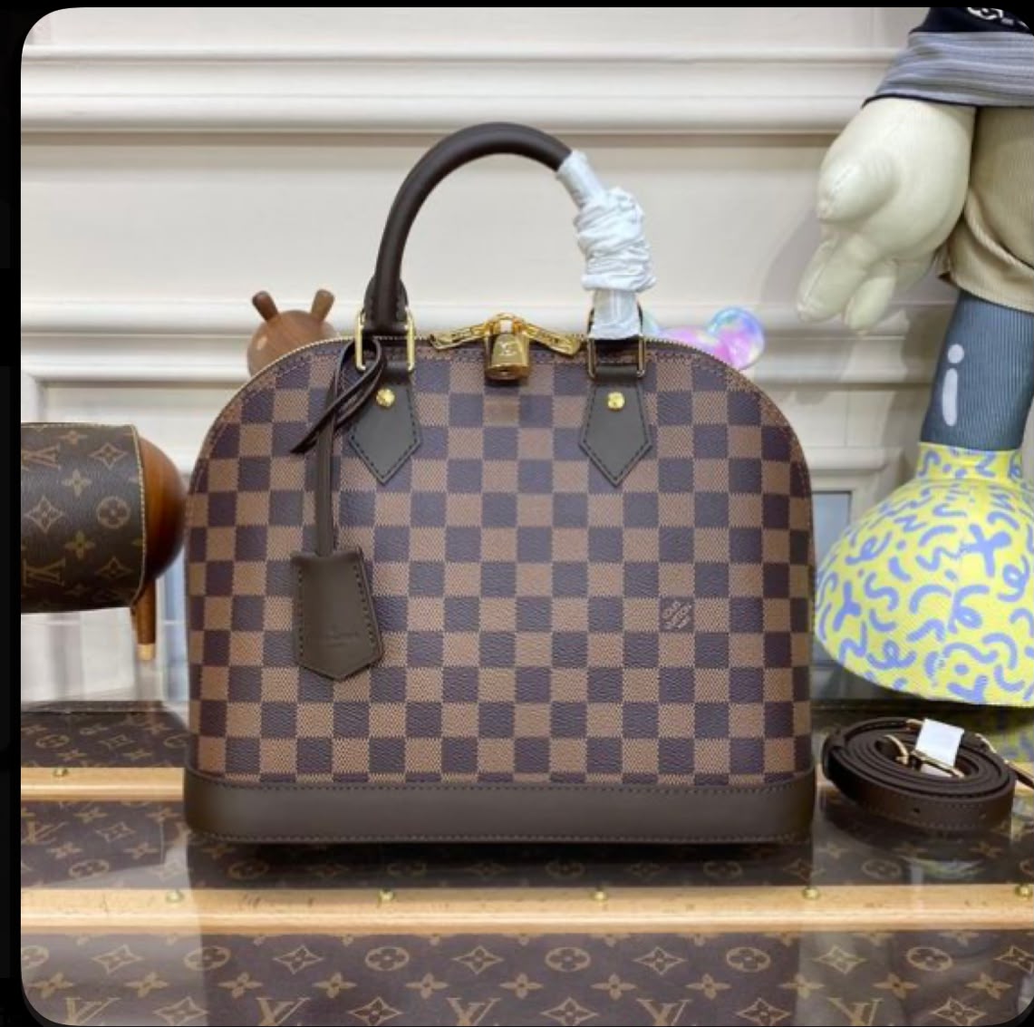 Louis Vuitton Damier Checkered Handbag with Long Strap