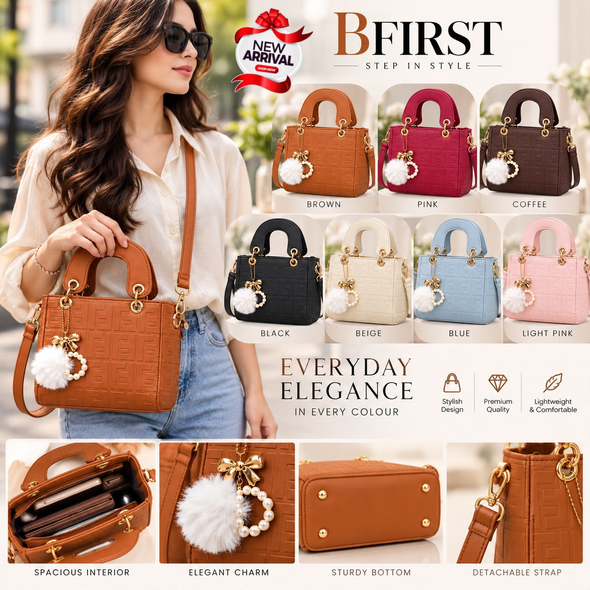 Everyday Elegance Embossed Leather Handbag & Crossbody Bag