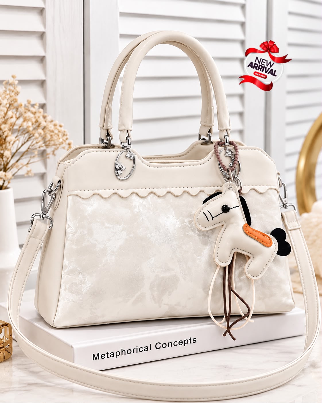 Marble Elegance Premium Textured Handbag & Crossbody Bag