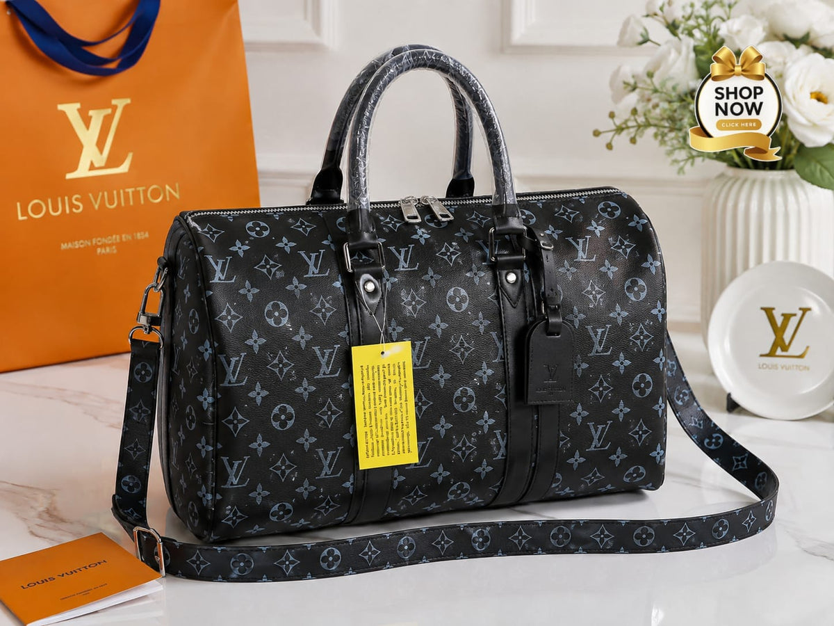 Monogram Luxe Leather Travel Duffle Bag