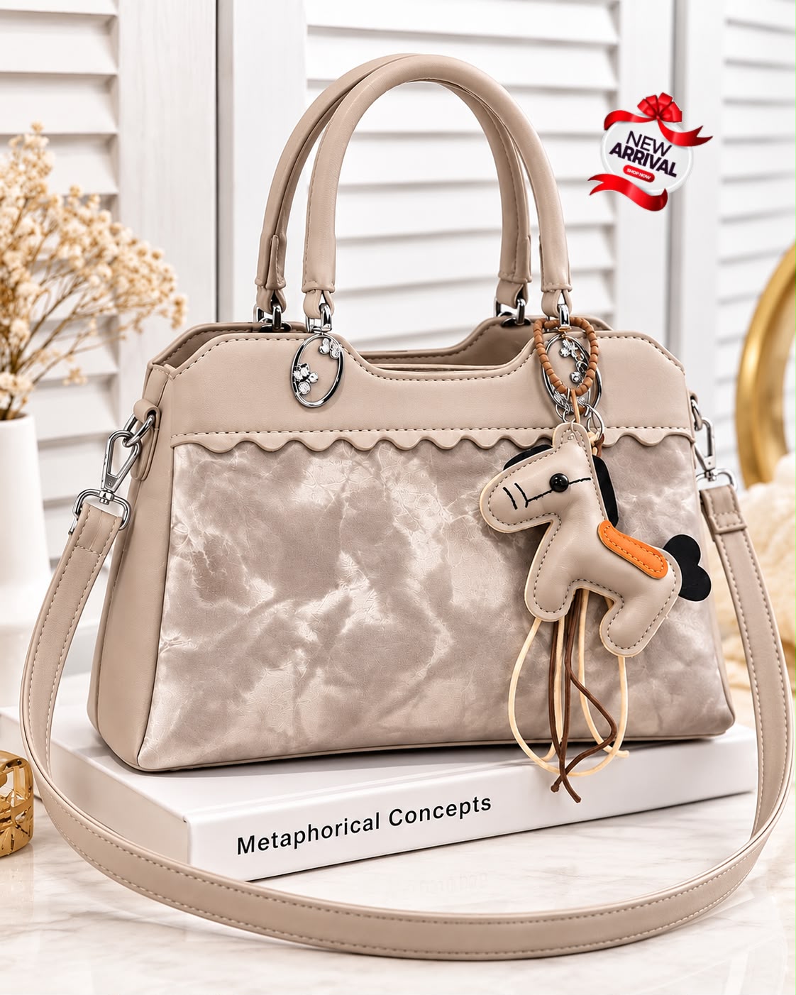 Marble Elegance Premium Textured Handbag & Crossbody Bag