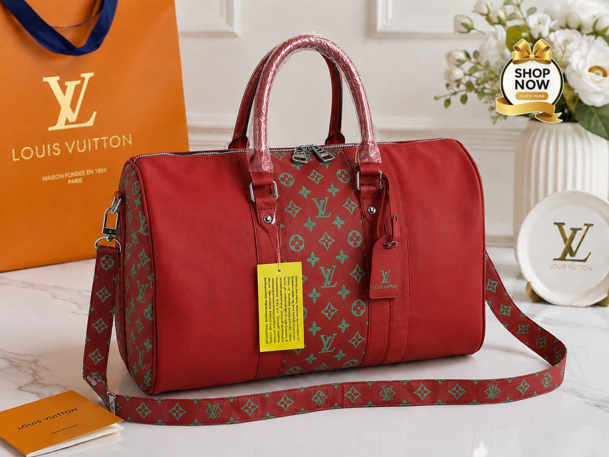 Monogram Luxe Leather Travel Duffle Bag