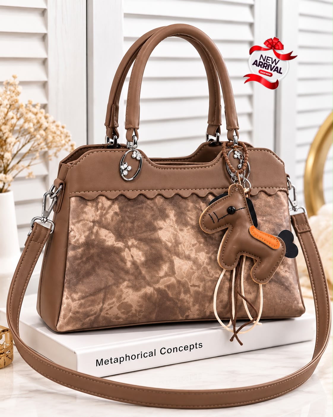 Marble Elegance Premium Textured Handbag & Crossbody Bag